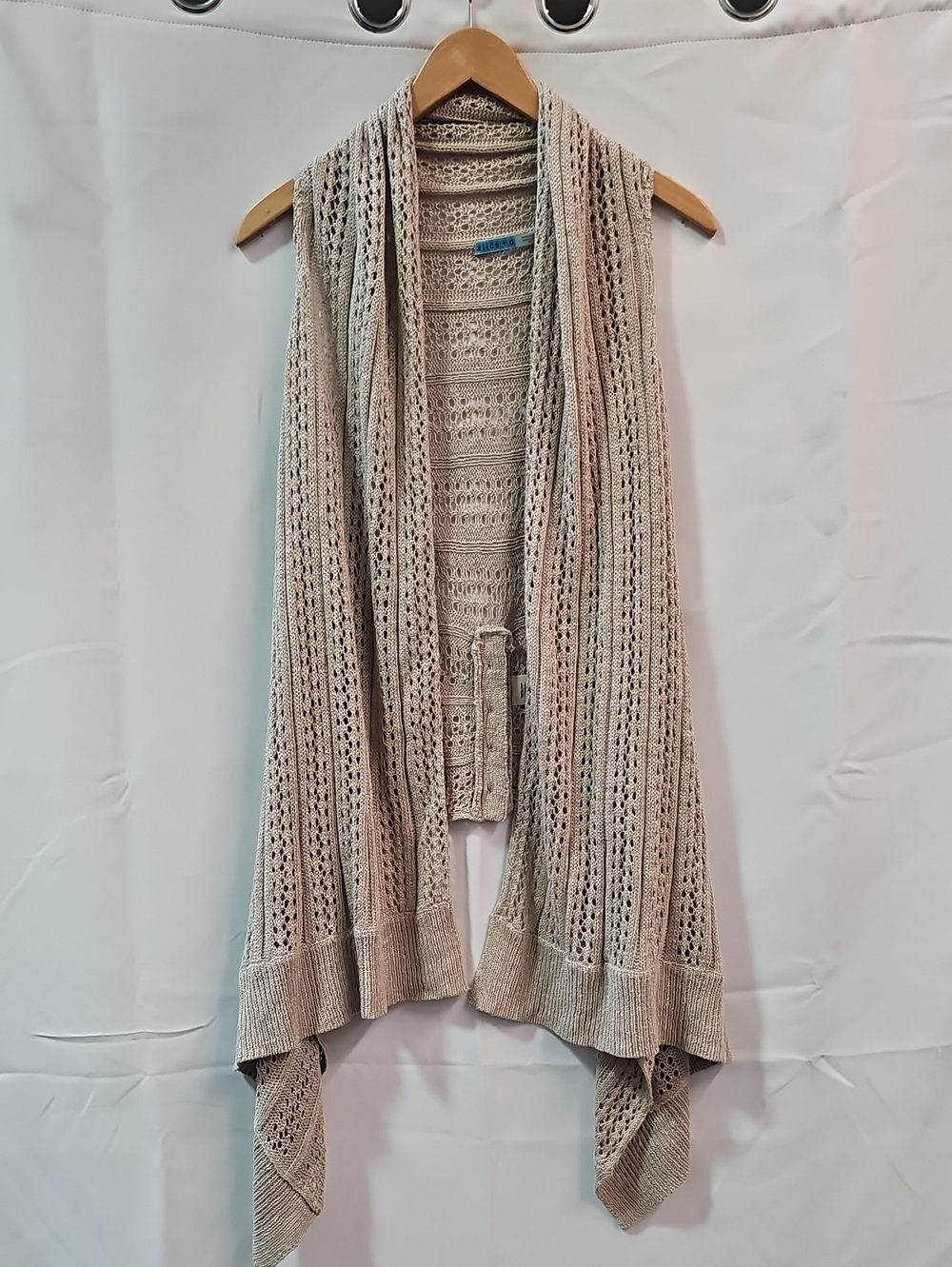 ALICE+OLIVIA OPEN FRONT CROCHET DROOP VEST BFPM-09-212